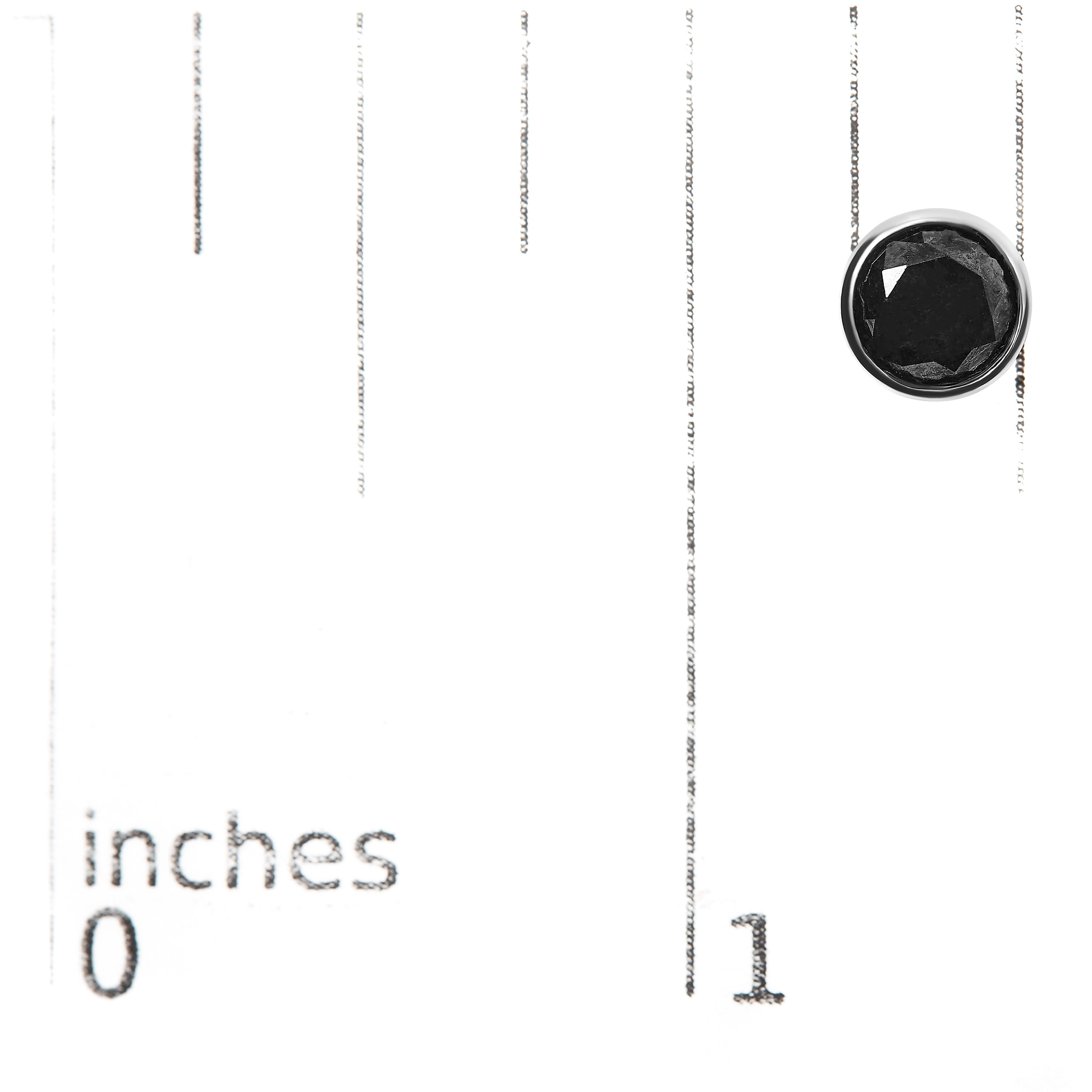 .925 Sterling Silver Round Brilliant-Cut Black Diamond Bezel-Set Stud Earrings with Screw Backs