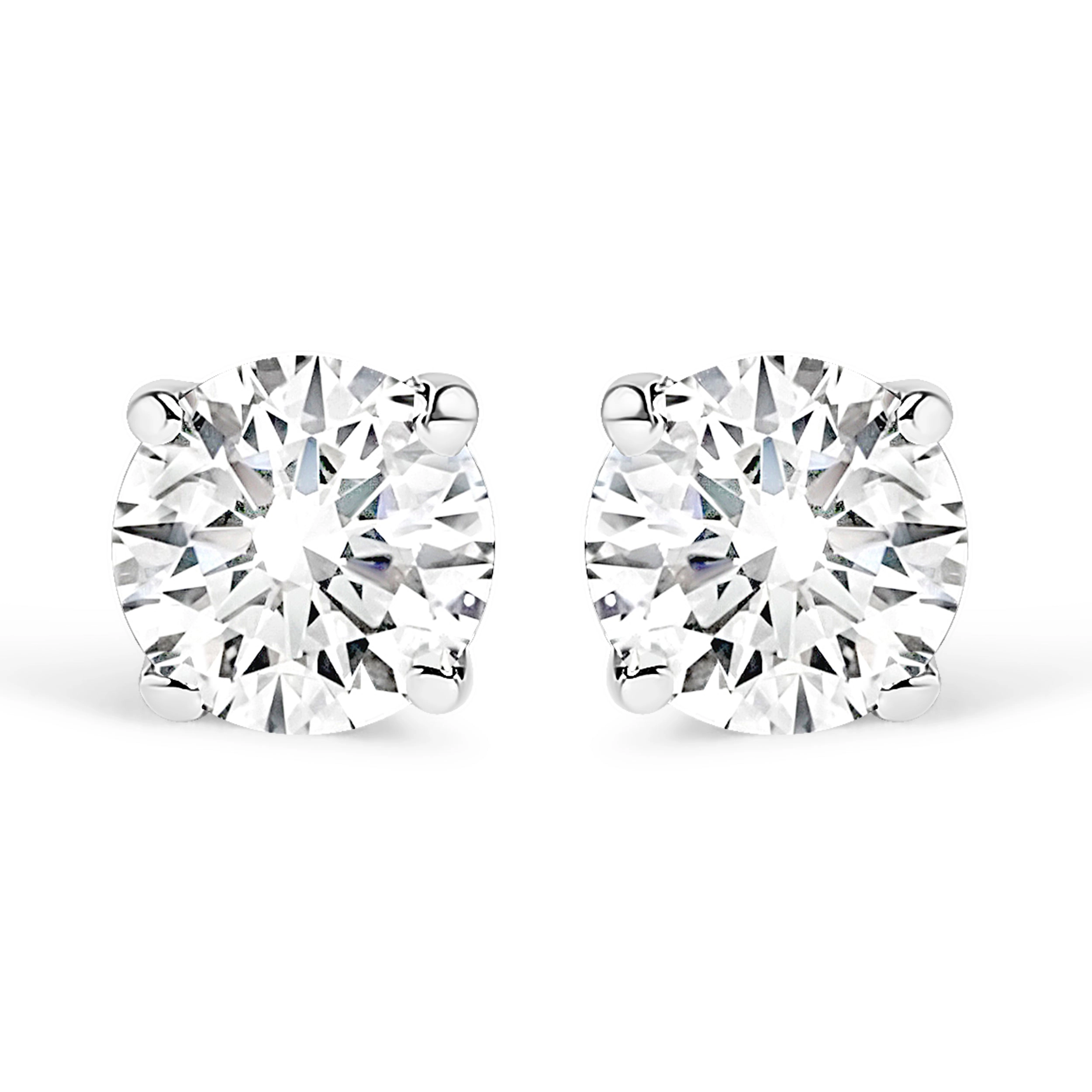 .925 Sterling Silver Silver Round Lab Grown Diamond Classic 4-Prong Solitaire Stud Earrings
