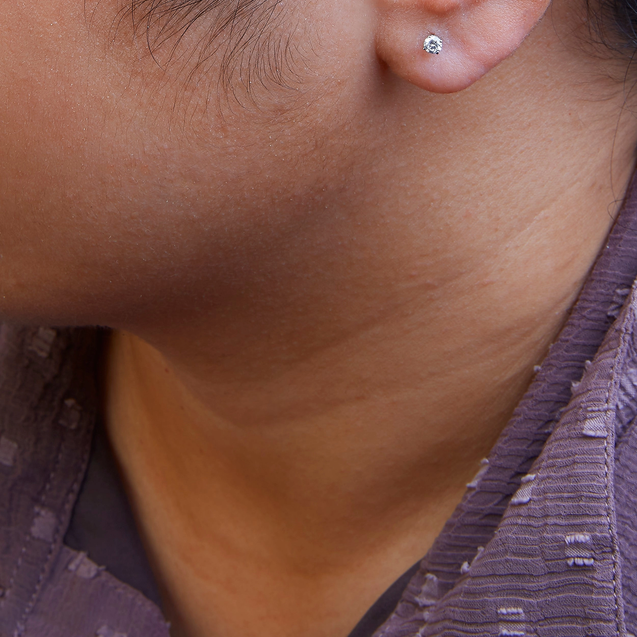 .925 Sterling Silver Silver Round Lab Grown Diamond Classic 4-Prong Solitaire Stud Earrings