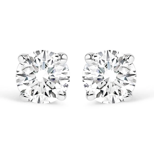 .925 Sterling Silver Silver Round Lab Grown Diamond Classic 4-Prong Solitaire Stud Earrings