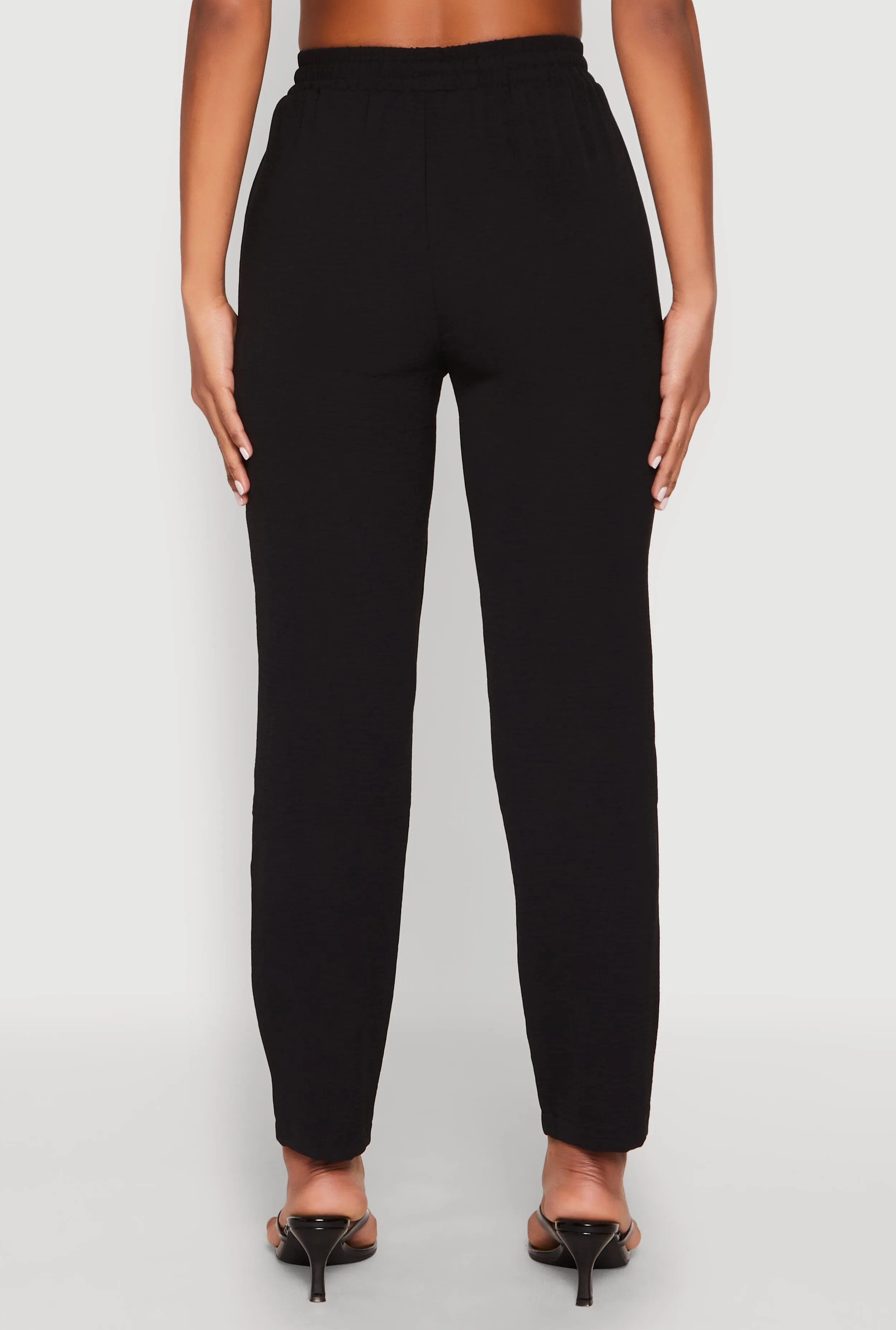 Airy Drawstring Waist Pintuck Pants