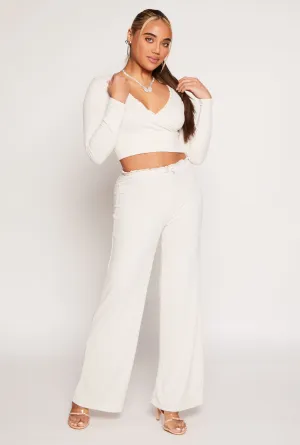 Almost Famous Lace Trim Wide Leg Pants