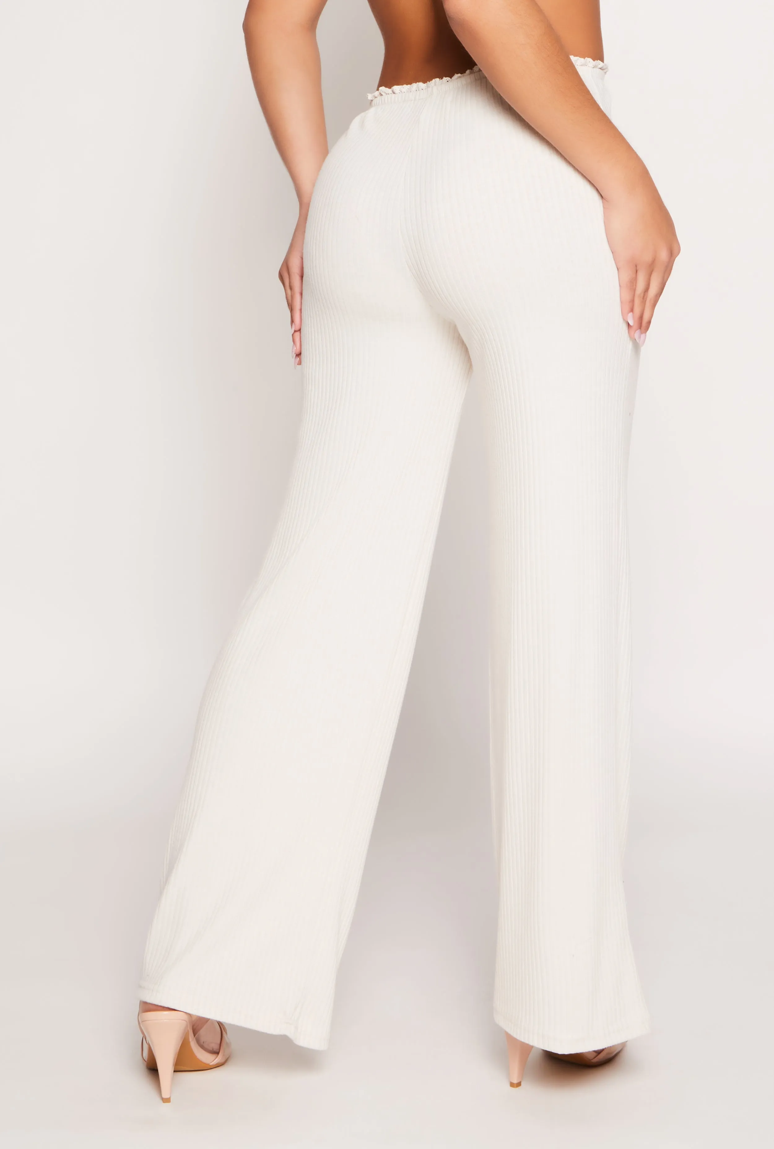Almost Famous Lace Trim Wide Leg Pants