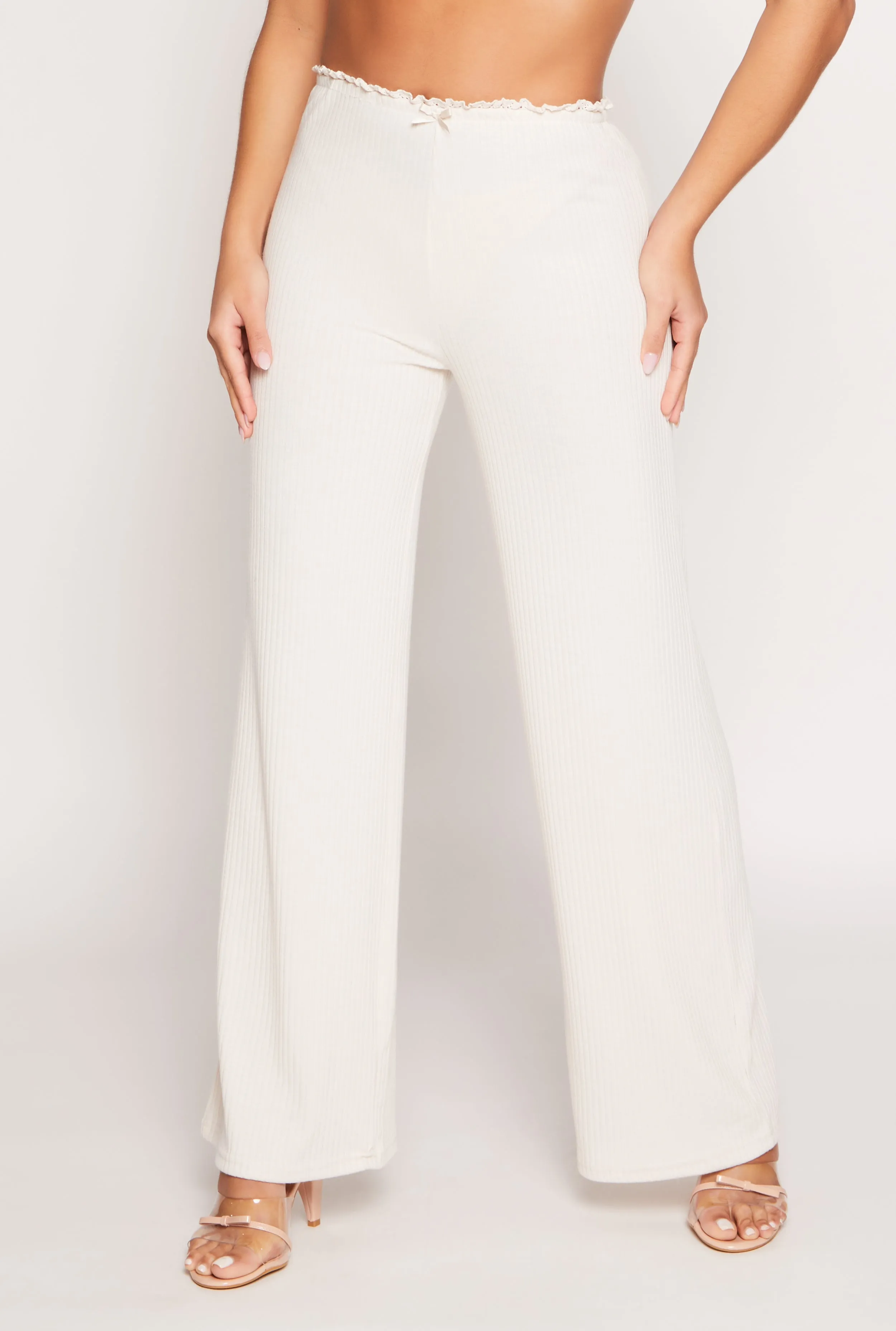 Almost Famous Lace Trim Wide Leg Pants