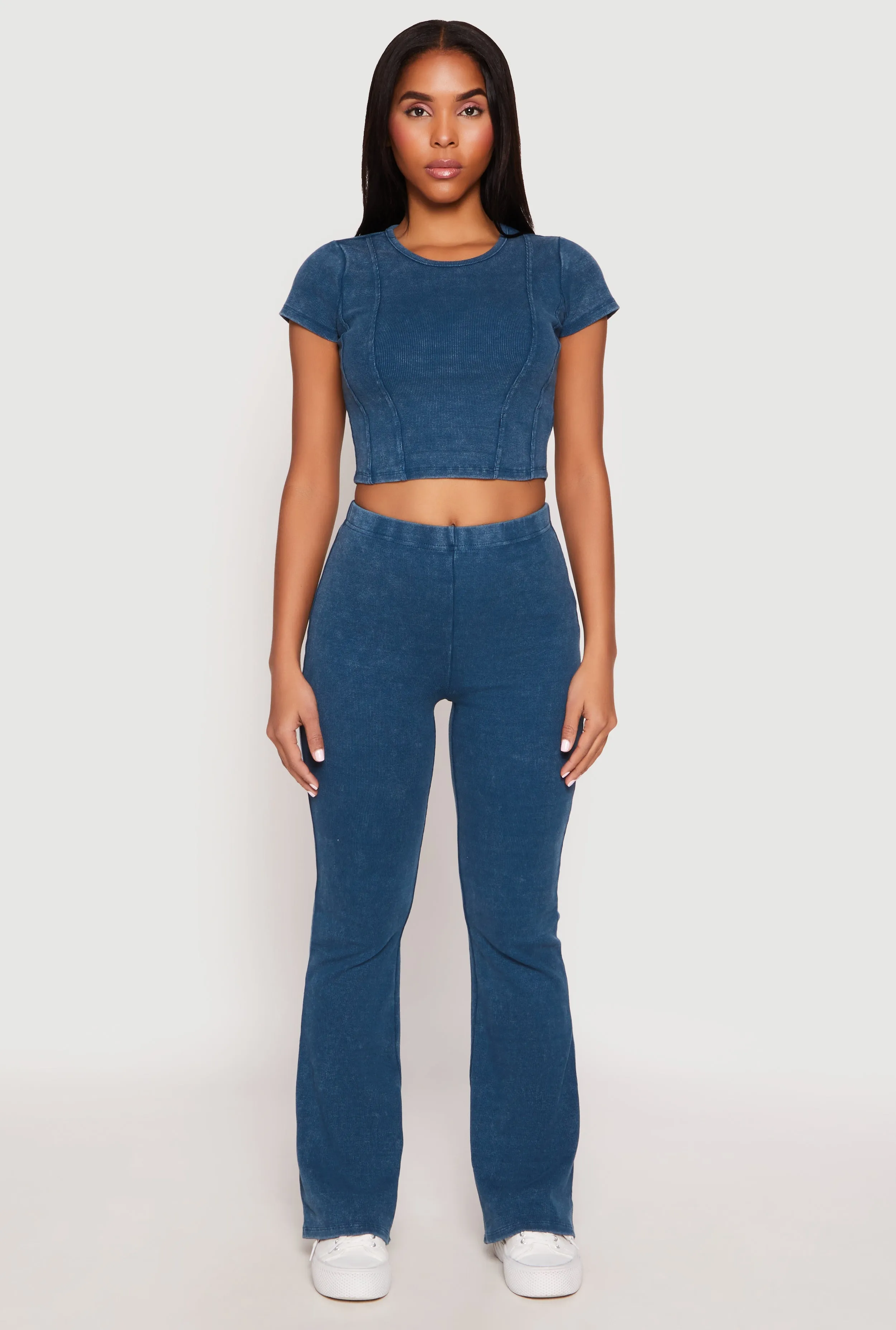 Almost Famous Ribbed Knit Flare Pants