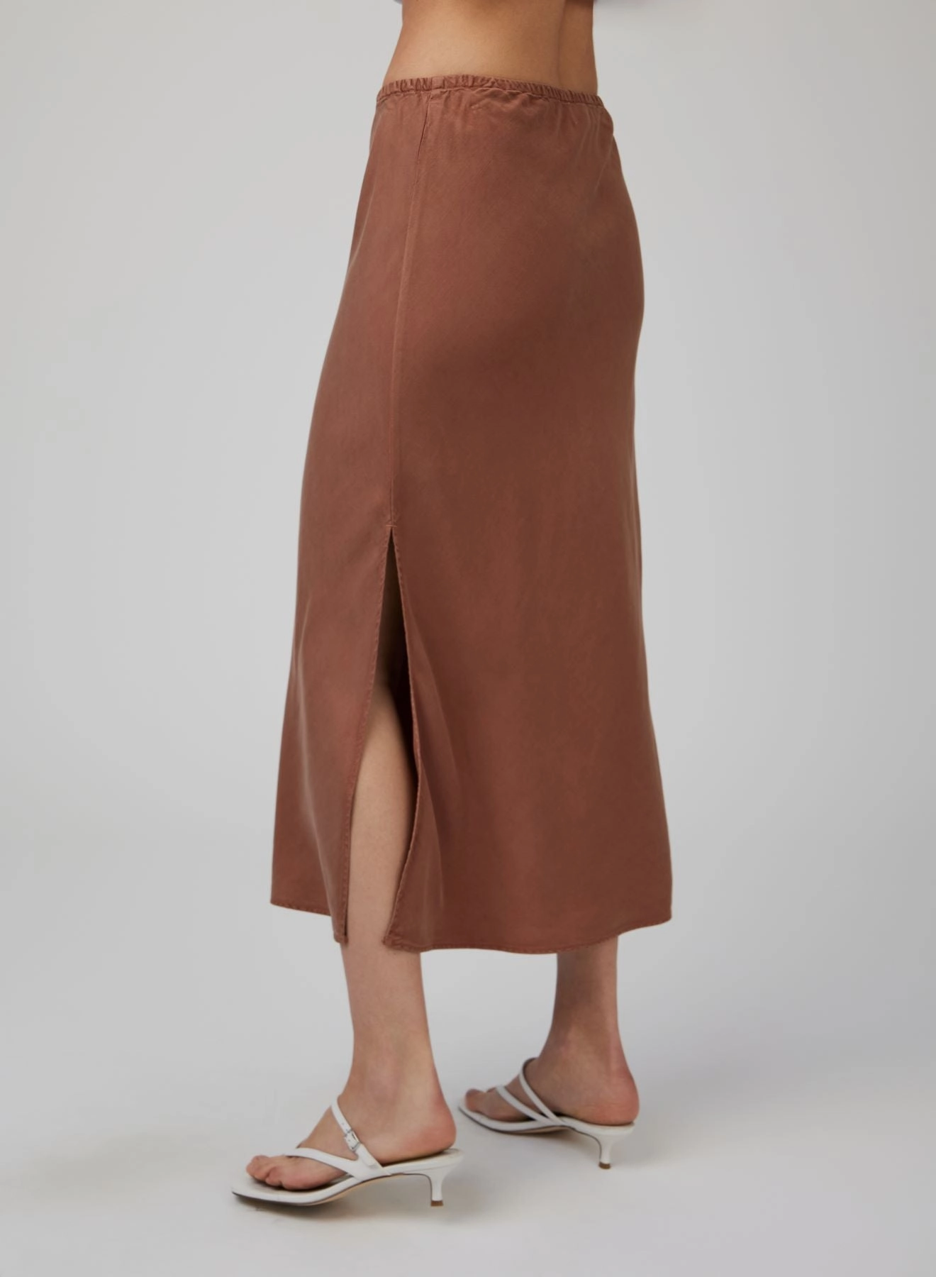Amara Side Slit Bias Skirt - Sandal Brown