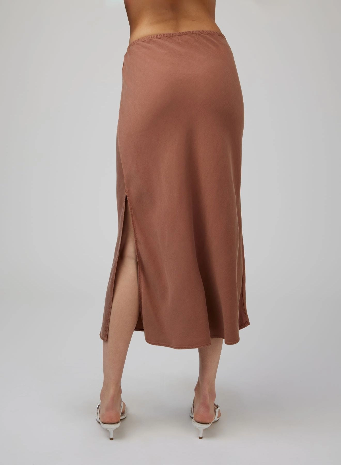 Amara Side Slit Bias Skirt - Sandal Brown