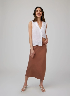 Amara Side Slit Bias Skirt - Sandal Brown
