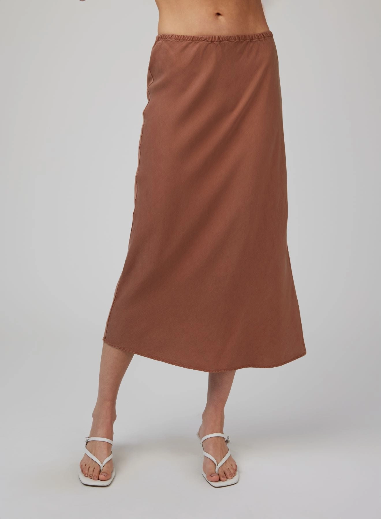 Amara Side Slit Bias Skirt - Sandal Brown