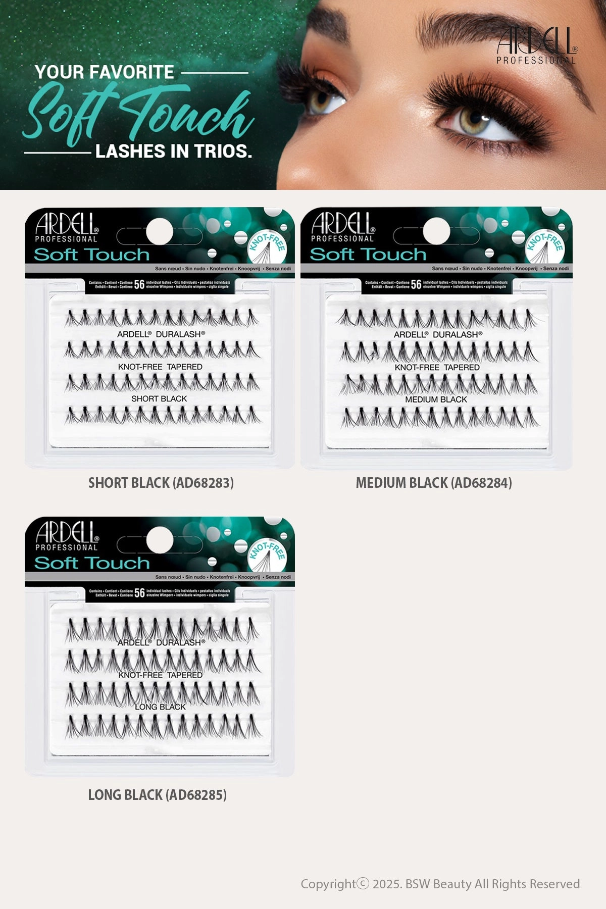 ARDELL SOFT TOUCH LASH KNOT FREE TAPERED INDIVIDUALS