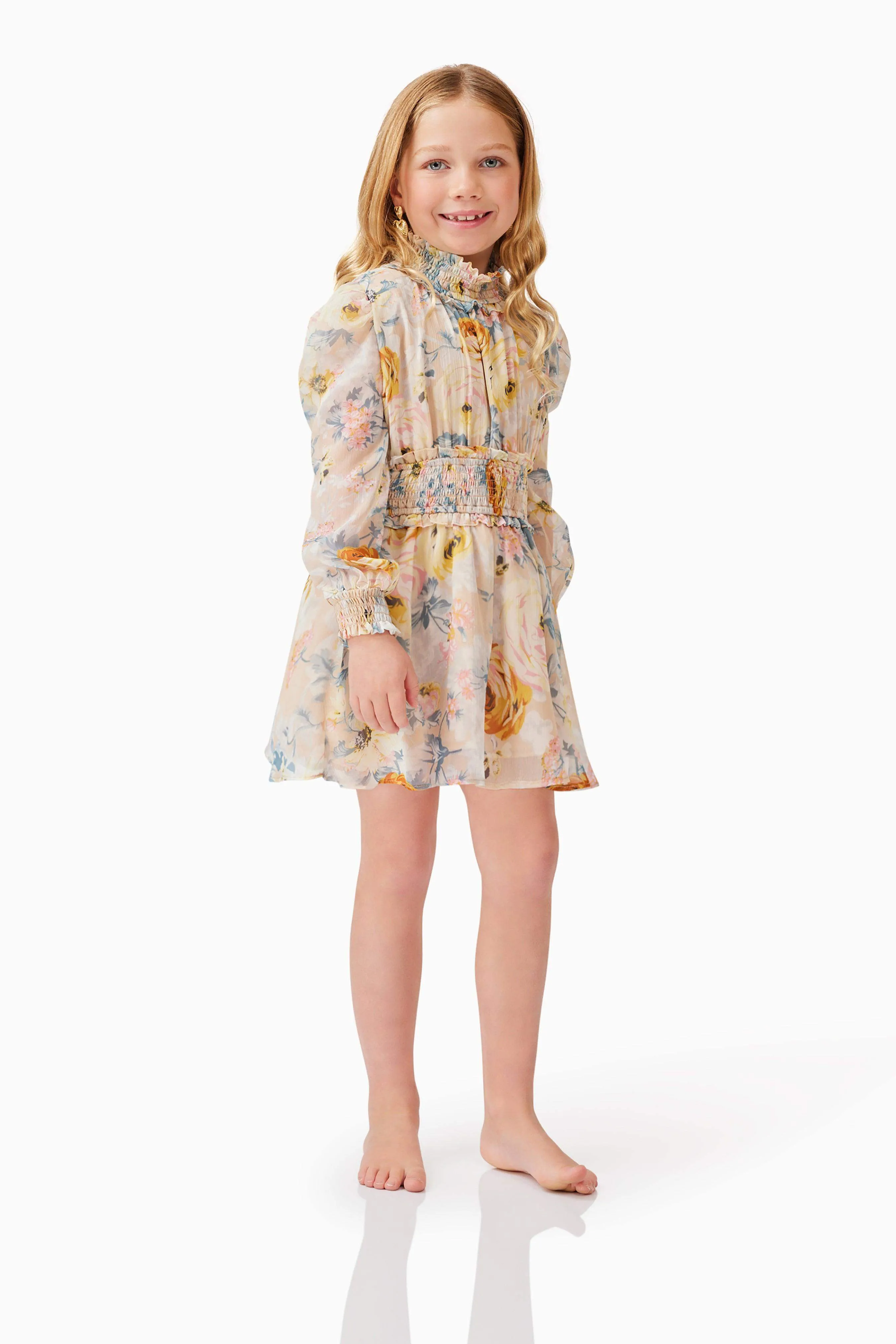 Astrid Long Sleeve Girls Dress in Floral