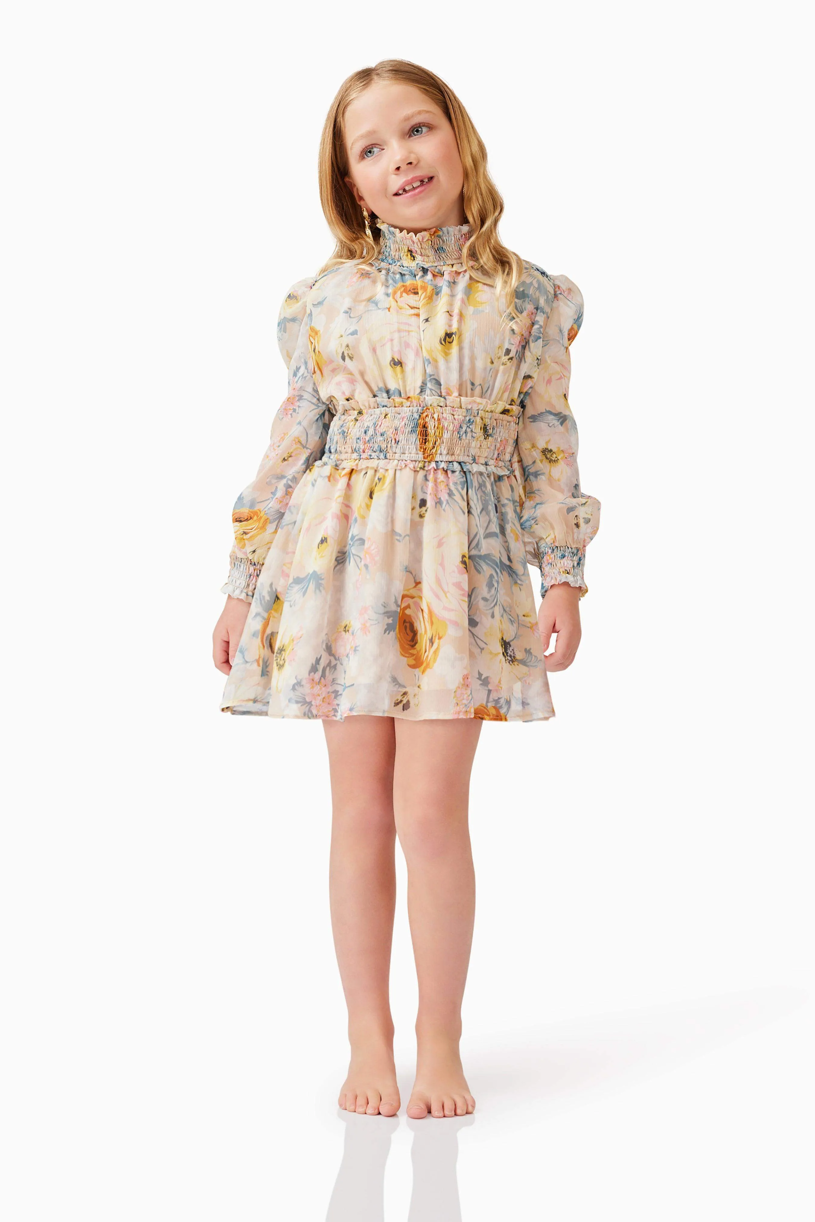Astrid Long Sleeve Girls Dress in Floral