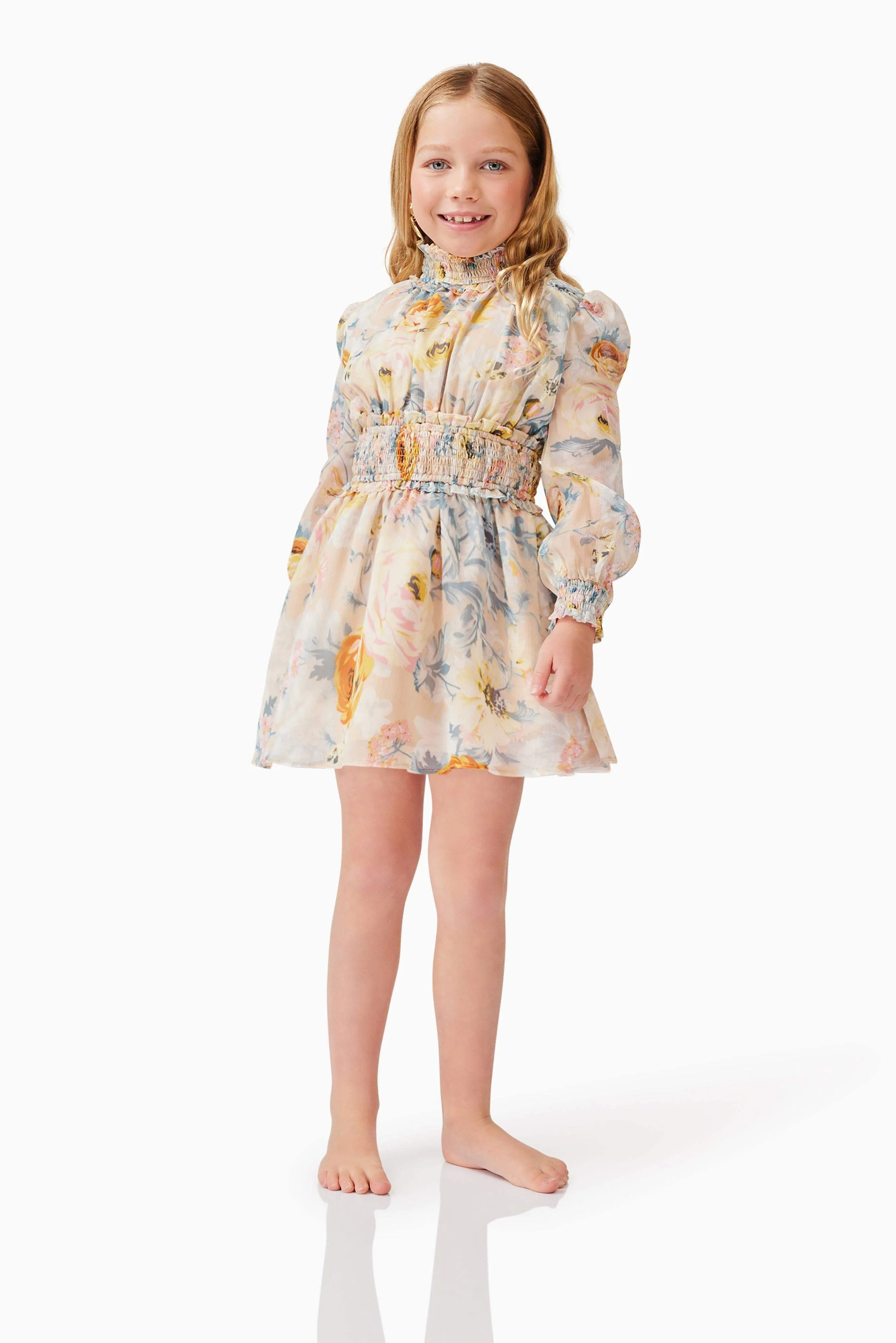 Astrid Long Sleeve Girls Dress in Floral