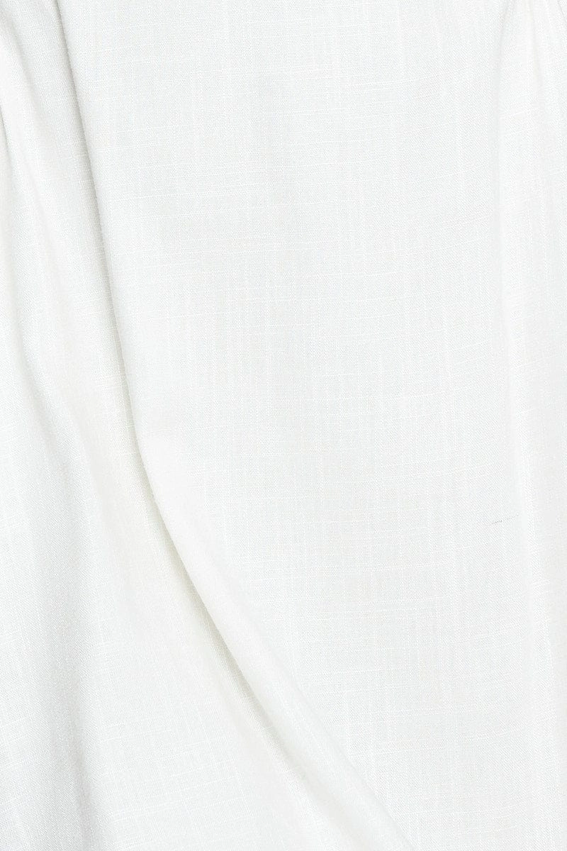 Beige Mini Dress Short Sleeve Linen