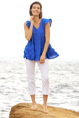 Betty Basics Danica Frill Top Cobalt Blue