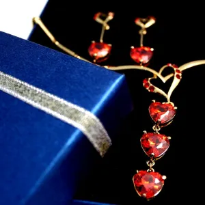 Birthday Gift Ideas For Mom Heart Red Hyacinth Necklace Set