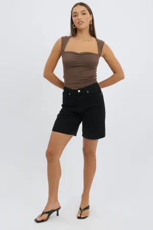 Black Bermuda Jorts Mid Rise