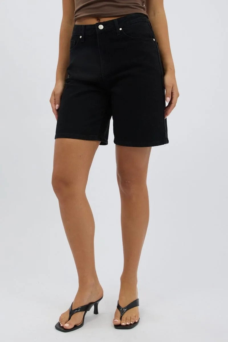 Black Bermuda Jorts Mid Rise