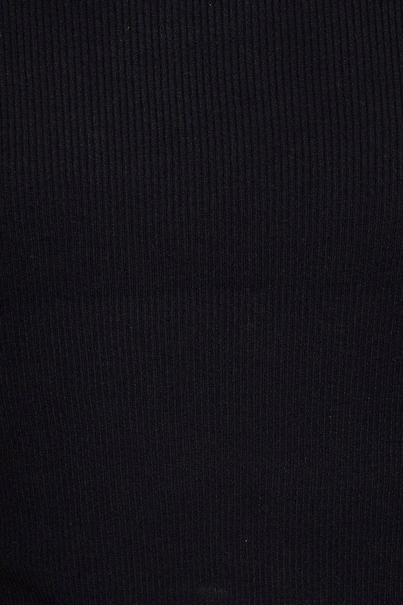 Black Knit Top Short Sleeve Cut Out