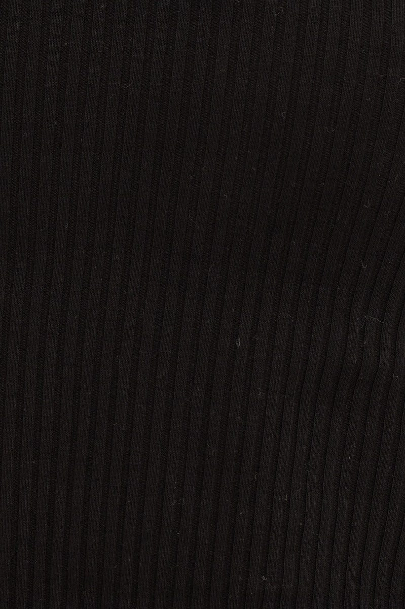 Black Rib Jersey Short Sleeve Cut Out Top