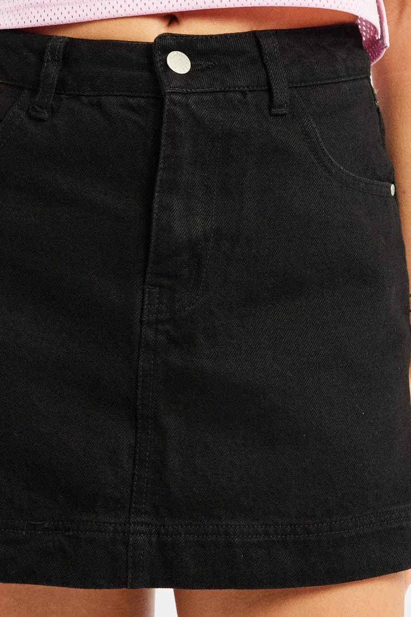 Black Skort Skirt High Rise