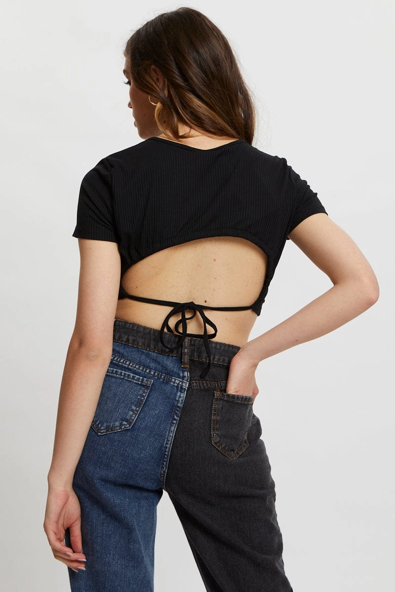 Black Tie Back Top Cut Out