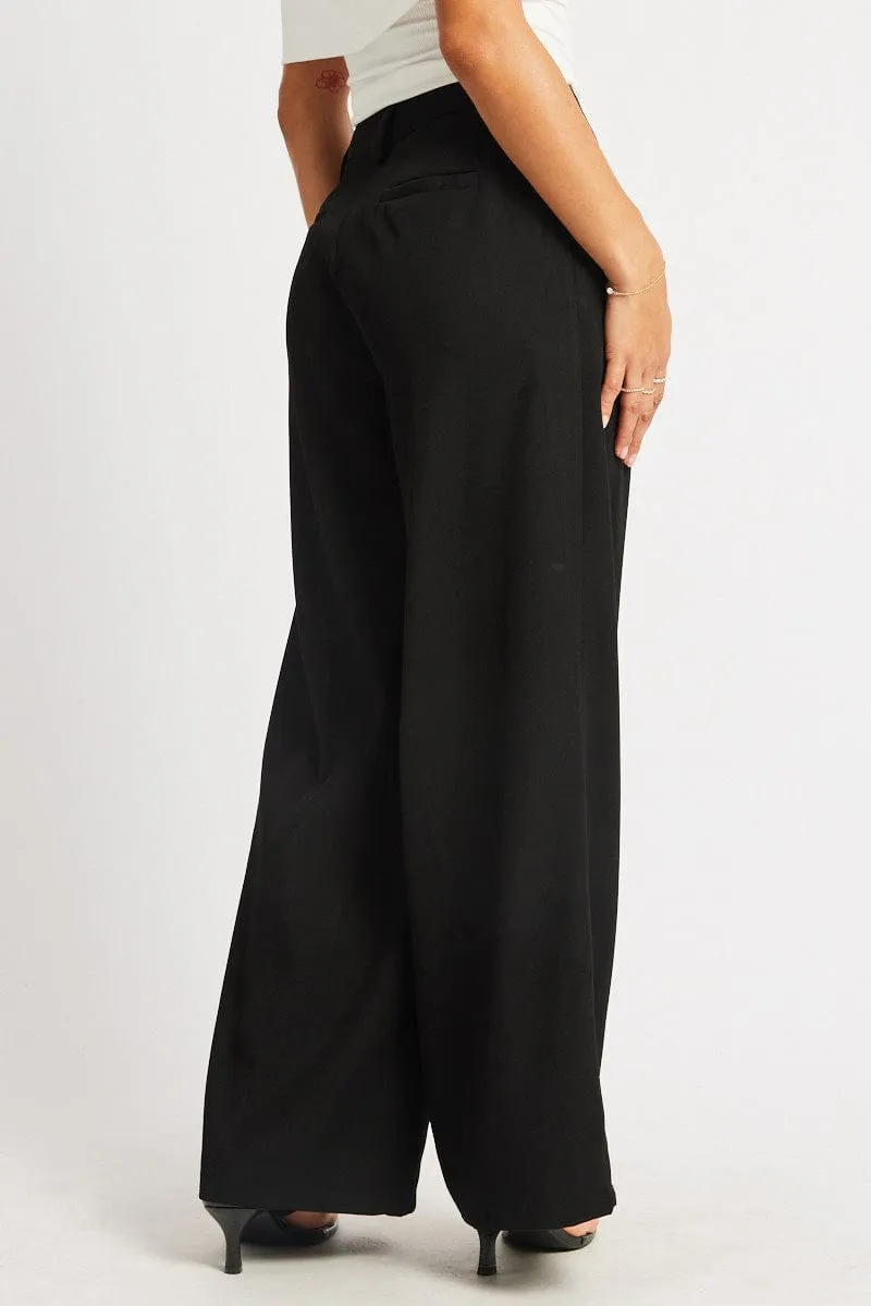 Black Wide Leg Pants High Rise