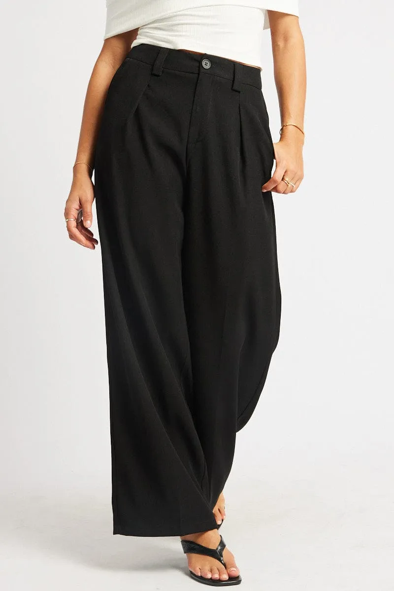 Black Wide Leg Pants High Rise