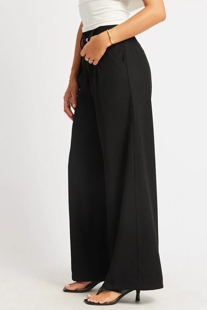 Black Wide Leg Pants High Rise