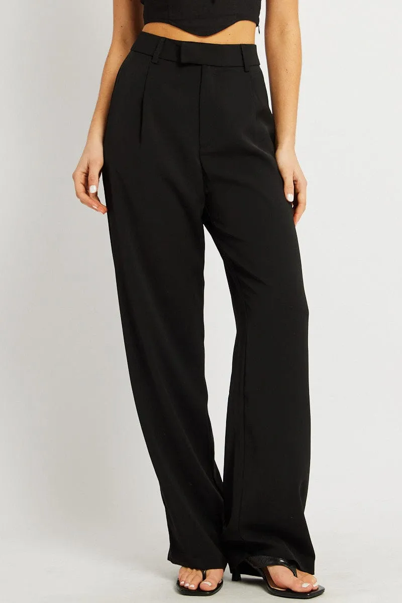 Black Wide Leg Pants Mid Rise