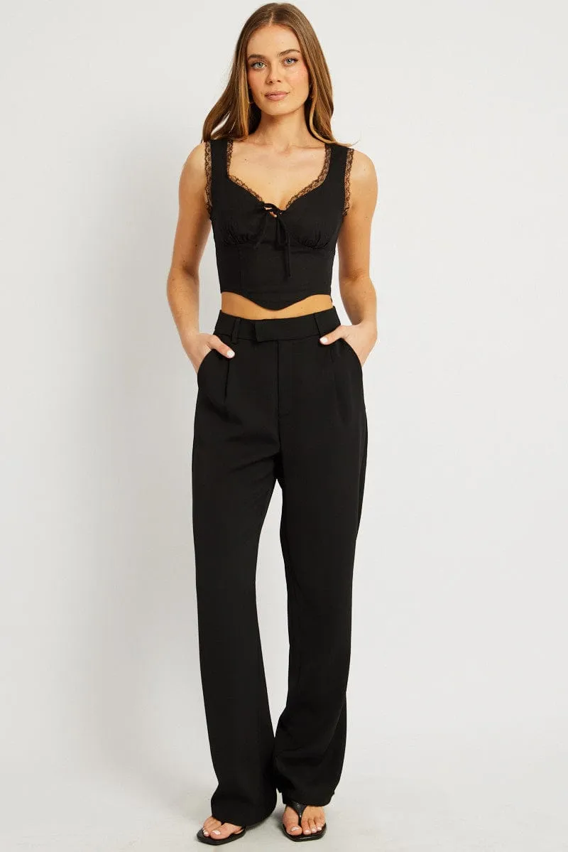 Black Wide Leg Pants Mid Rise