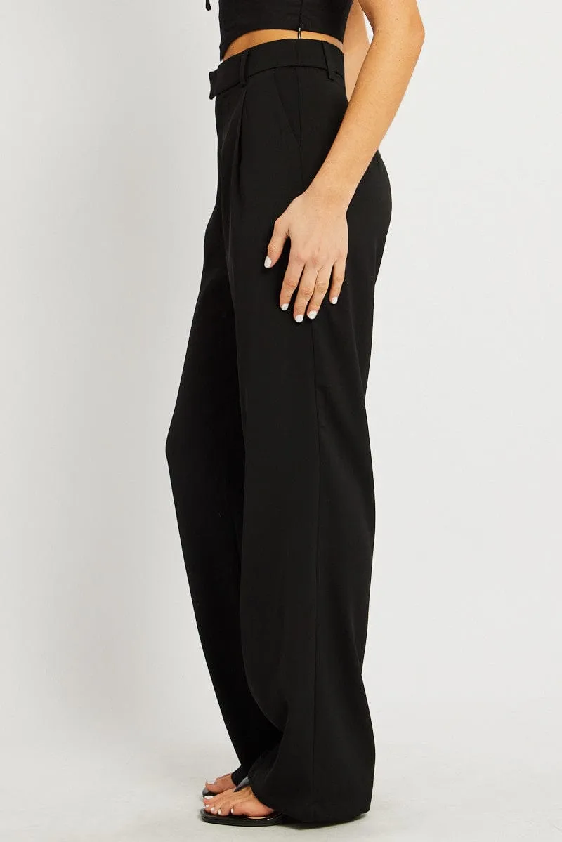 Black Wide Leg Pants Mid Rise