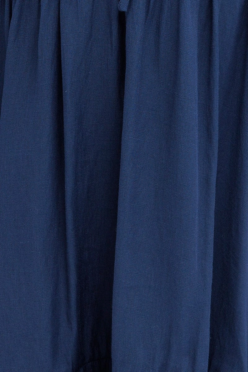 Blue Fit and Flare Dress Long Sleeve Cut Out