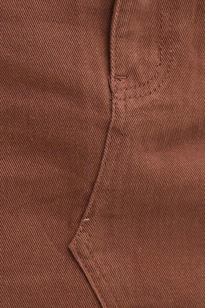 Brown Denim Skirt Mini Asymmetric Hem