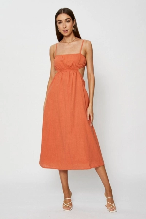 Brown Midi Dress Sleeveless