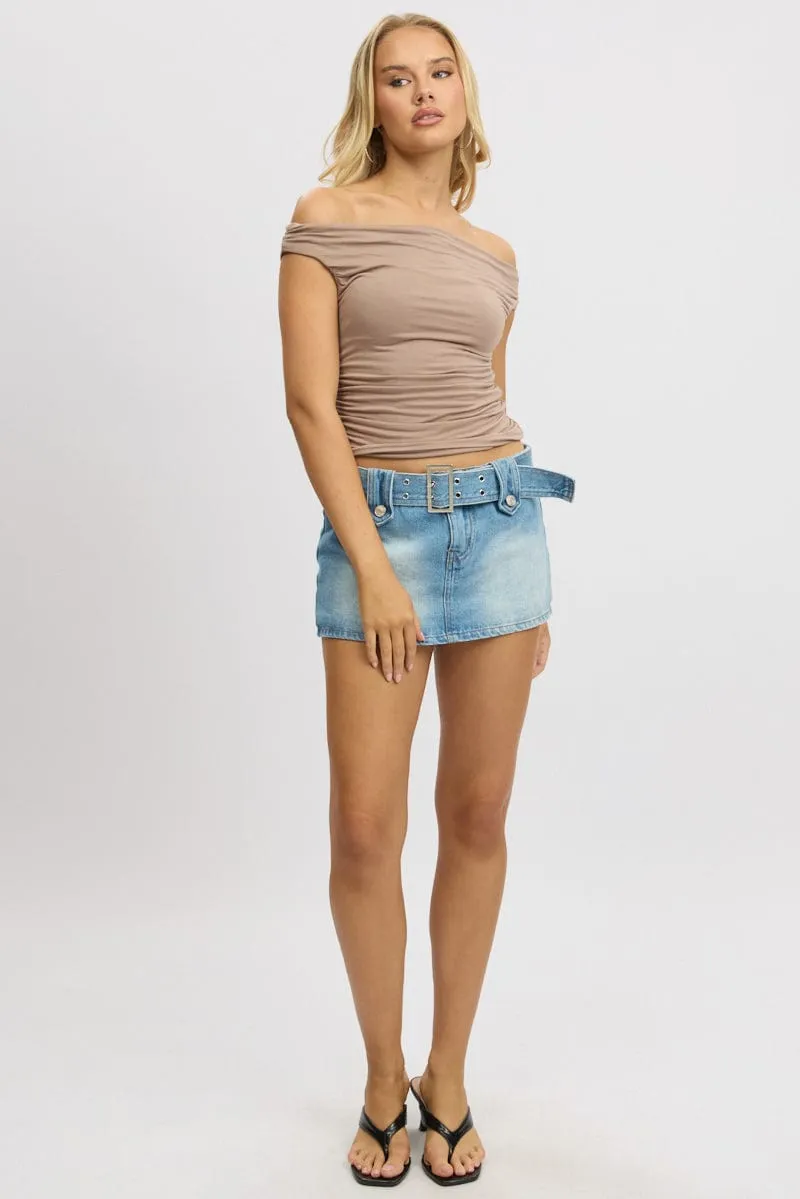 Brown Off Shoulder Top
