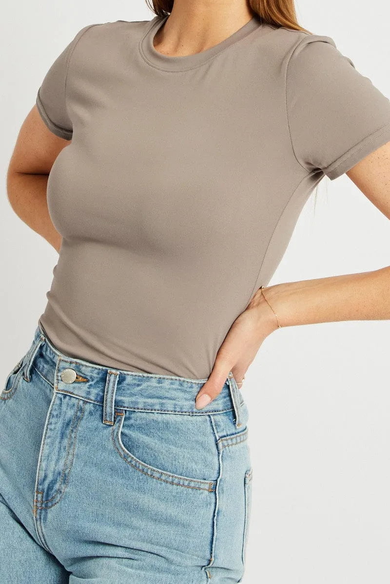 Brown Supersoft Top Short Sleeve