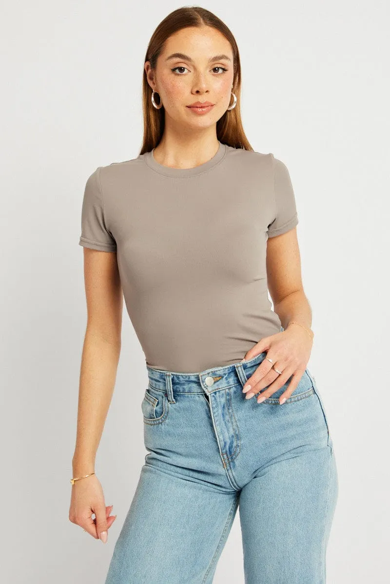 Brown Supersoft Top Short Sleeve