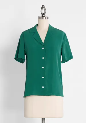 Call It a Classic Silk Camp Collar Shirt