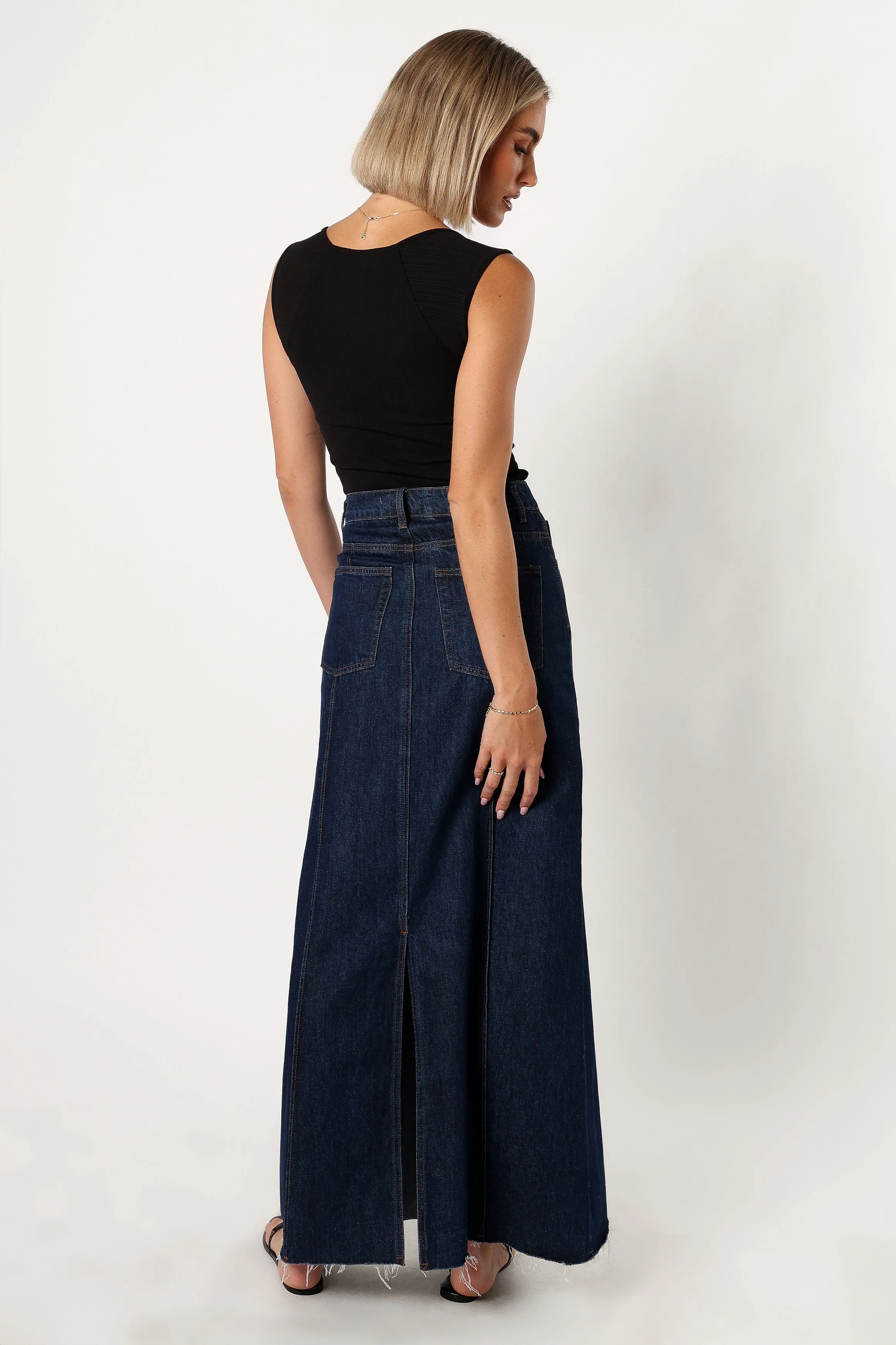 Caprice Denim Maxi Skirt - Indigo