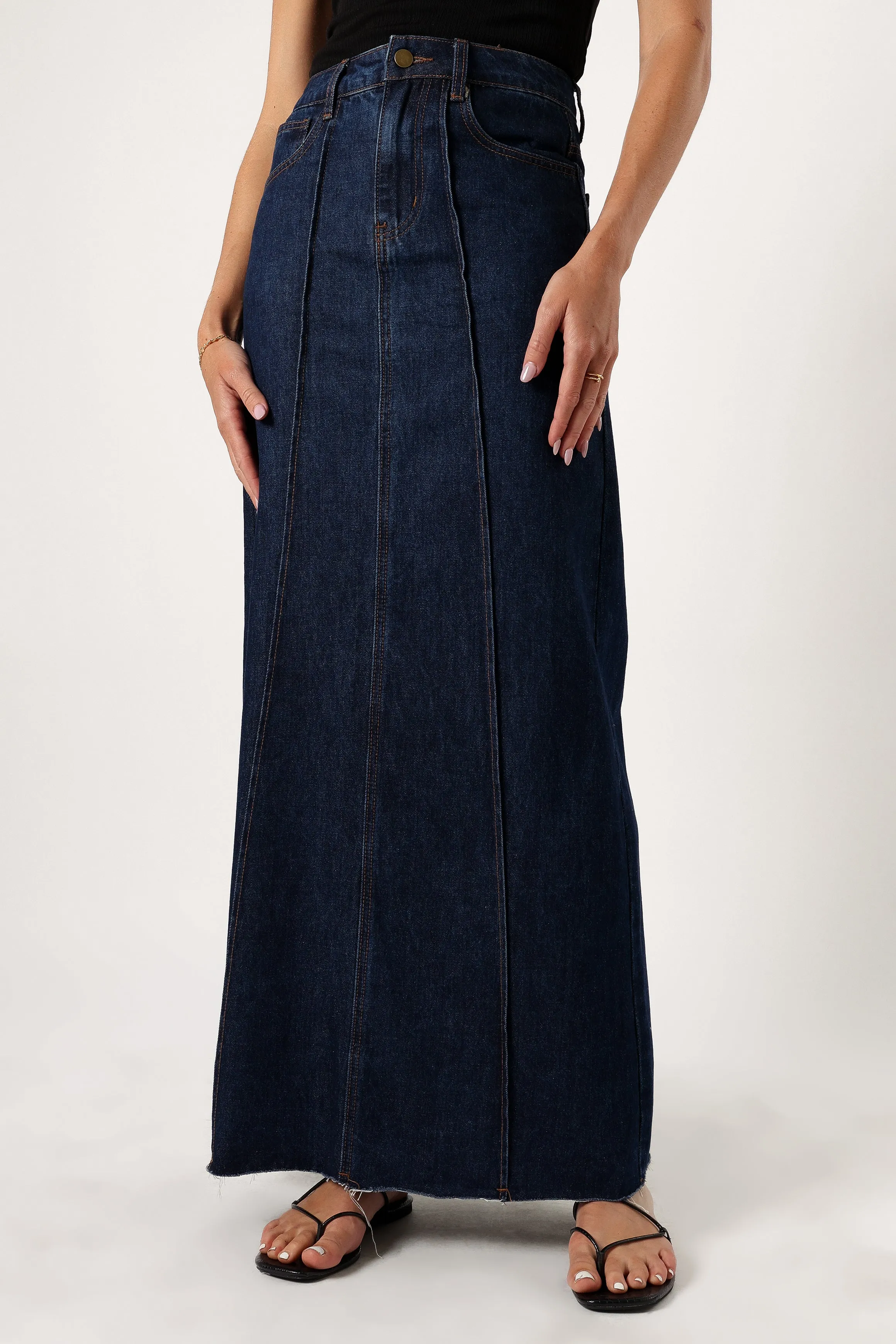 Caprice Denim Maxi Skirt - Indigo