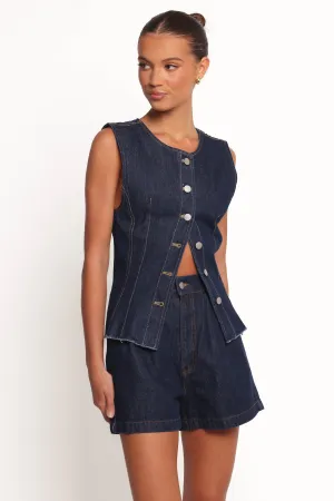 Caruso Denim Vest - Dark Denim