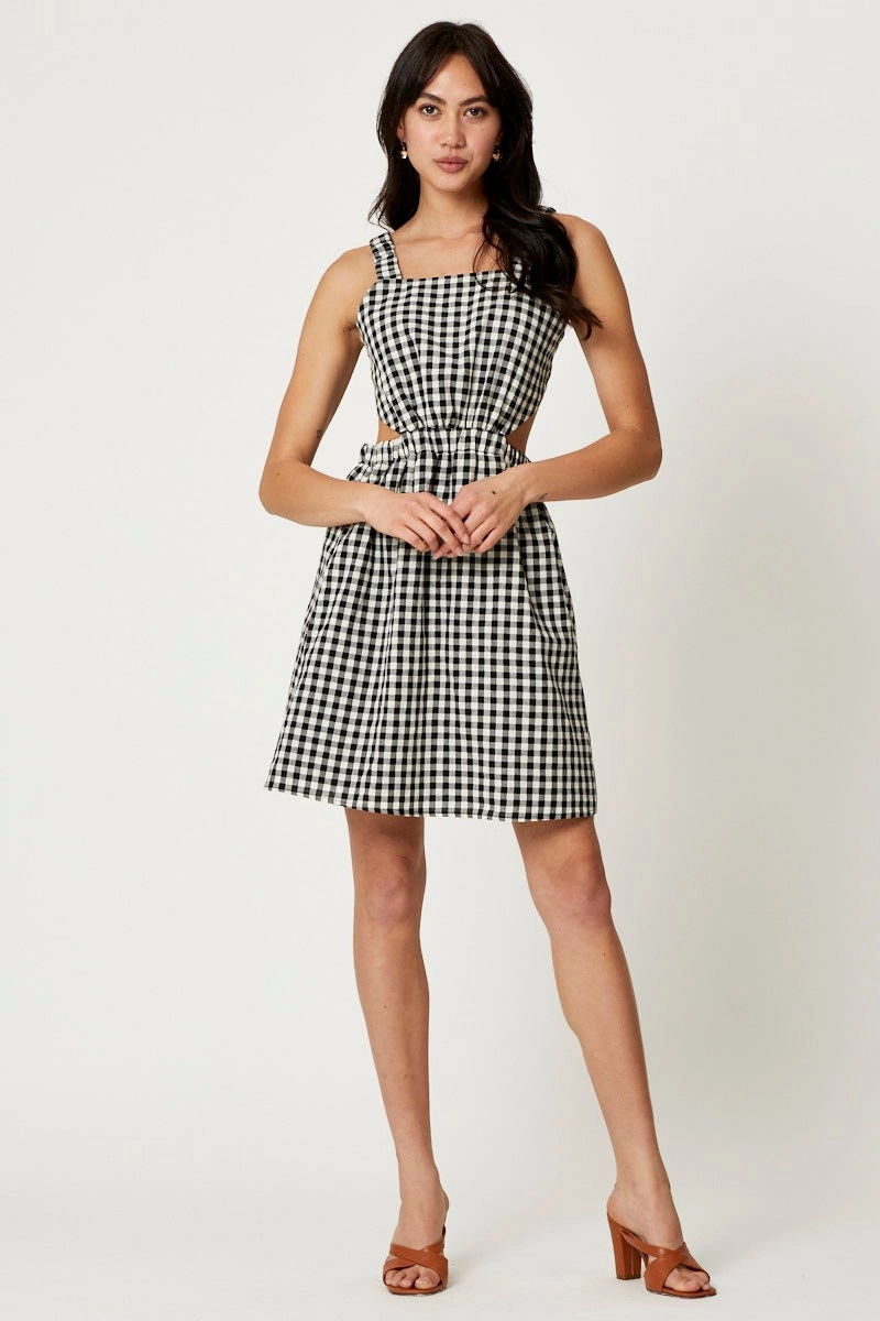 Check Mini Dress Sleeveless Evening
