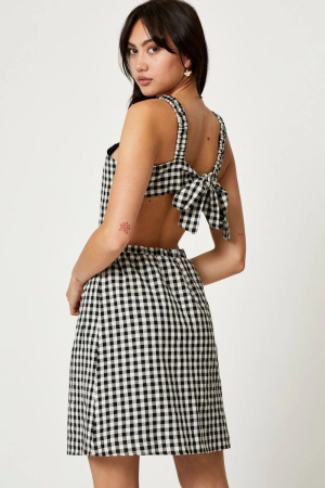 Check Mini Dress Sleeveless Evening
