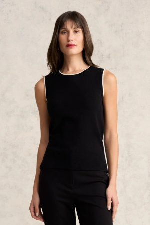 Contrast Rib Tank - Black