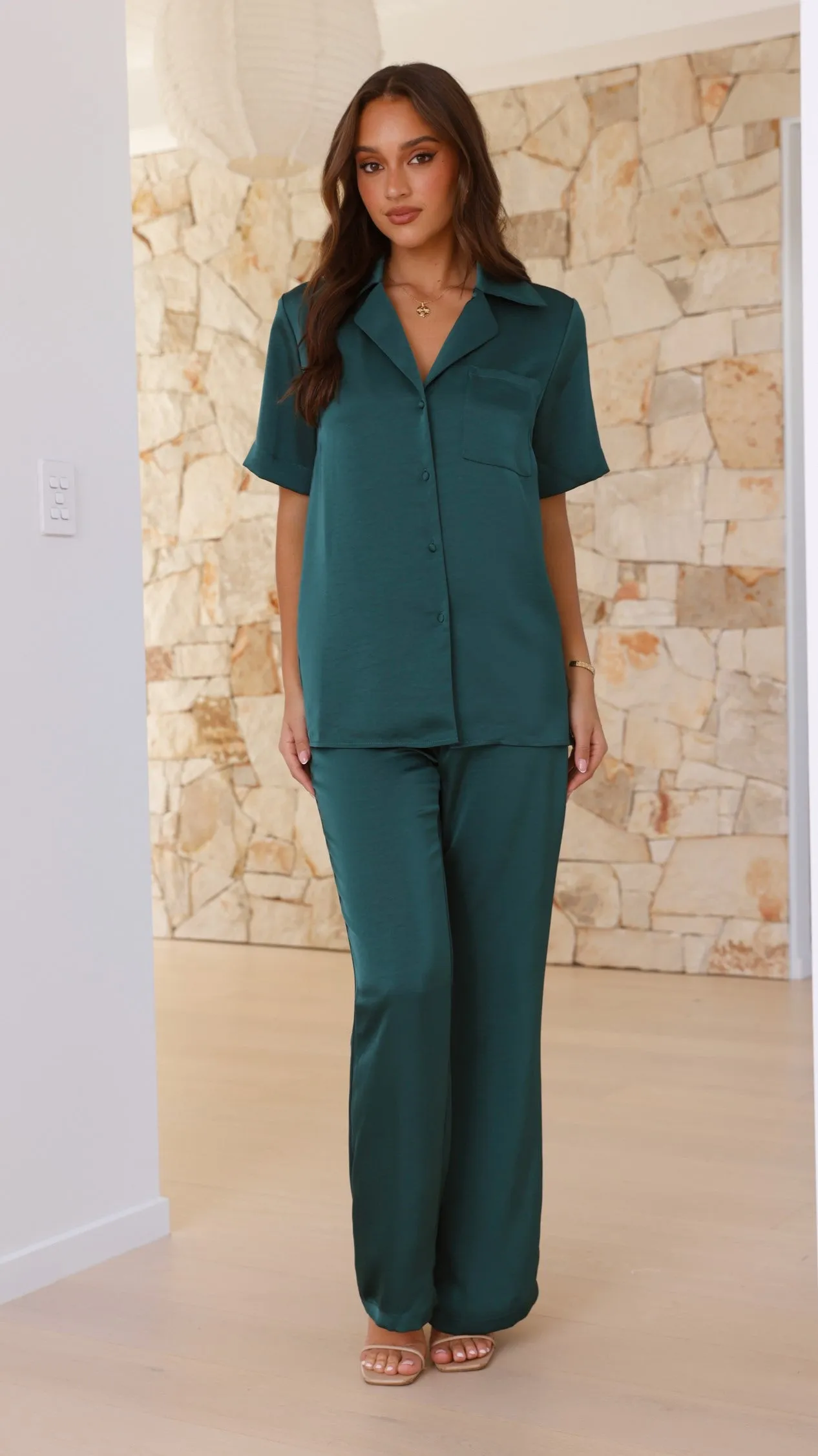 Courtney Button Up Shirt - Emerald