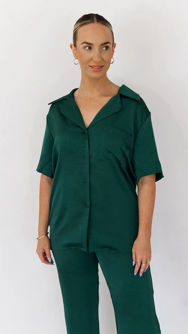Courtney Button Up Shirt - Emerald