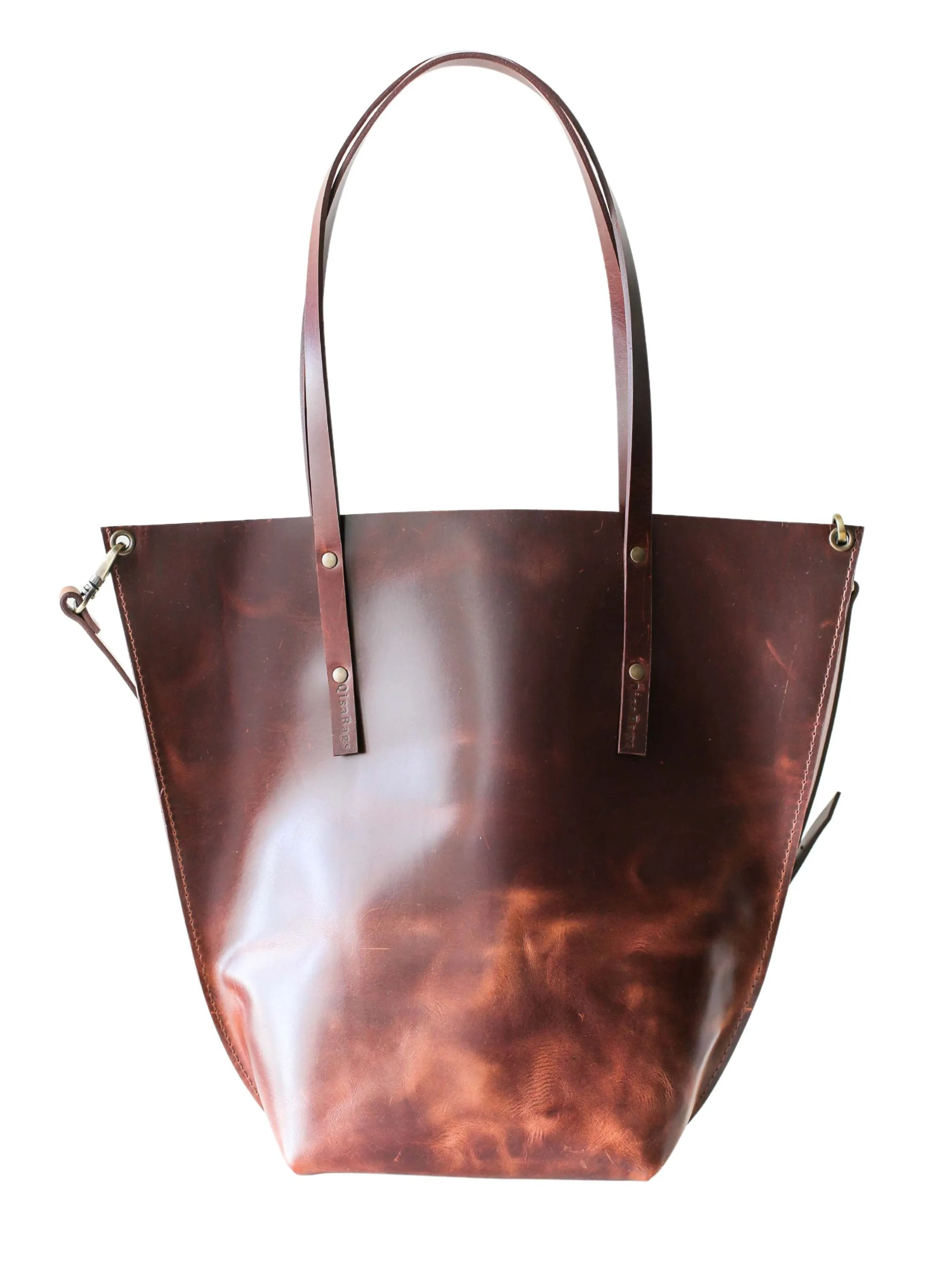 Dark Brown Leather Tote Bag - Boat