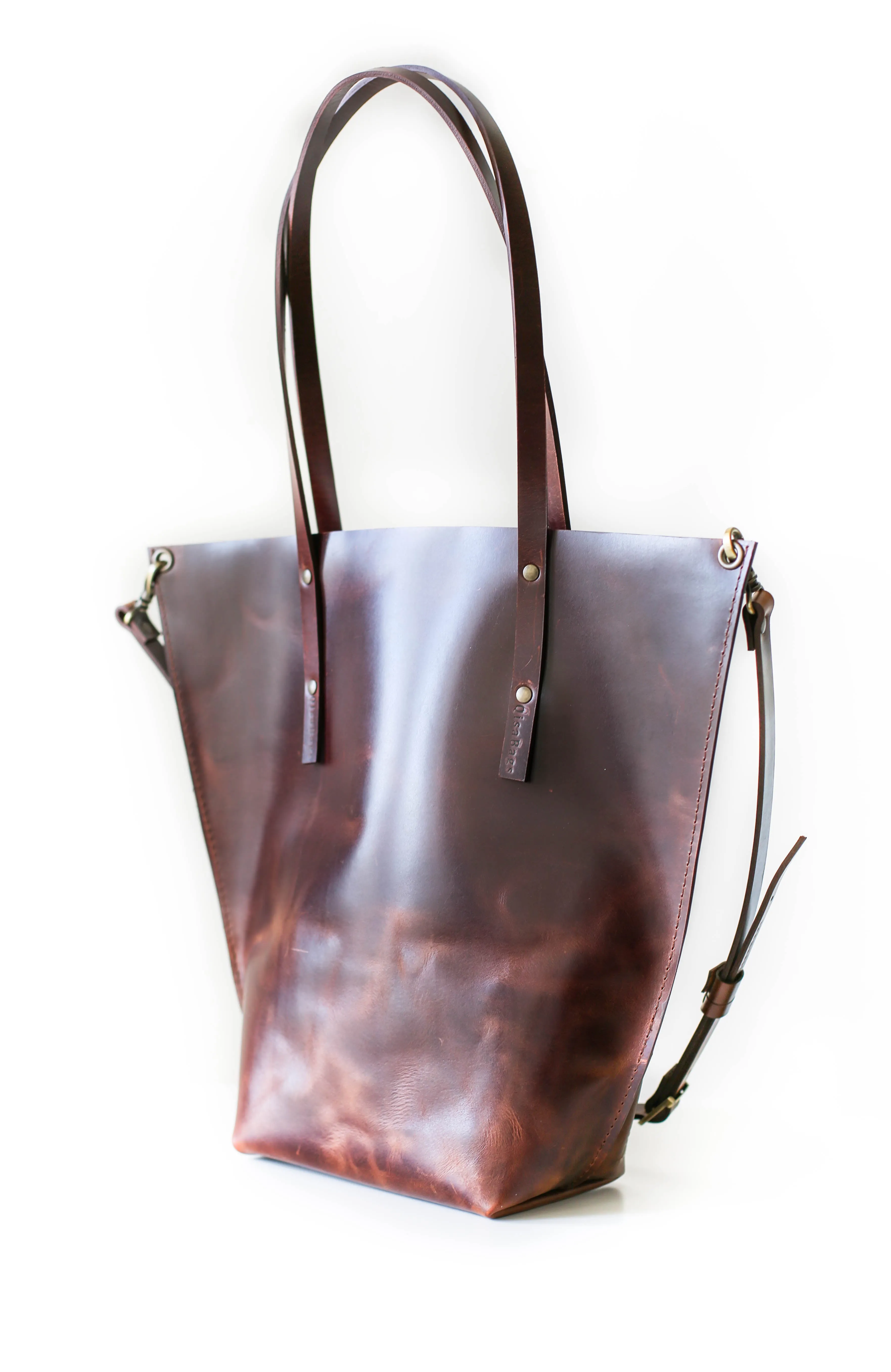 Dark Brown Leather Tote Bag - Boat