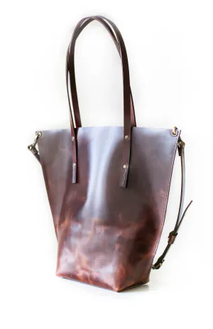 Dark Brown Leather Tote Bag - Boat